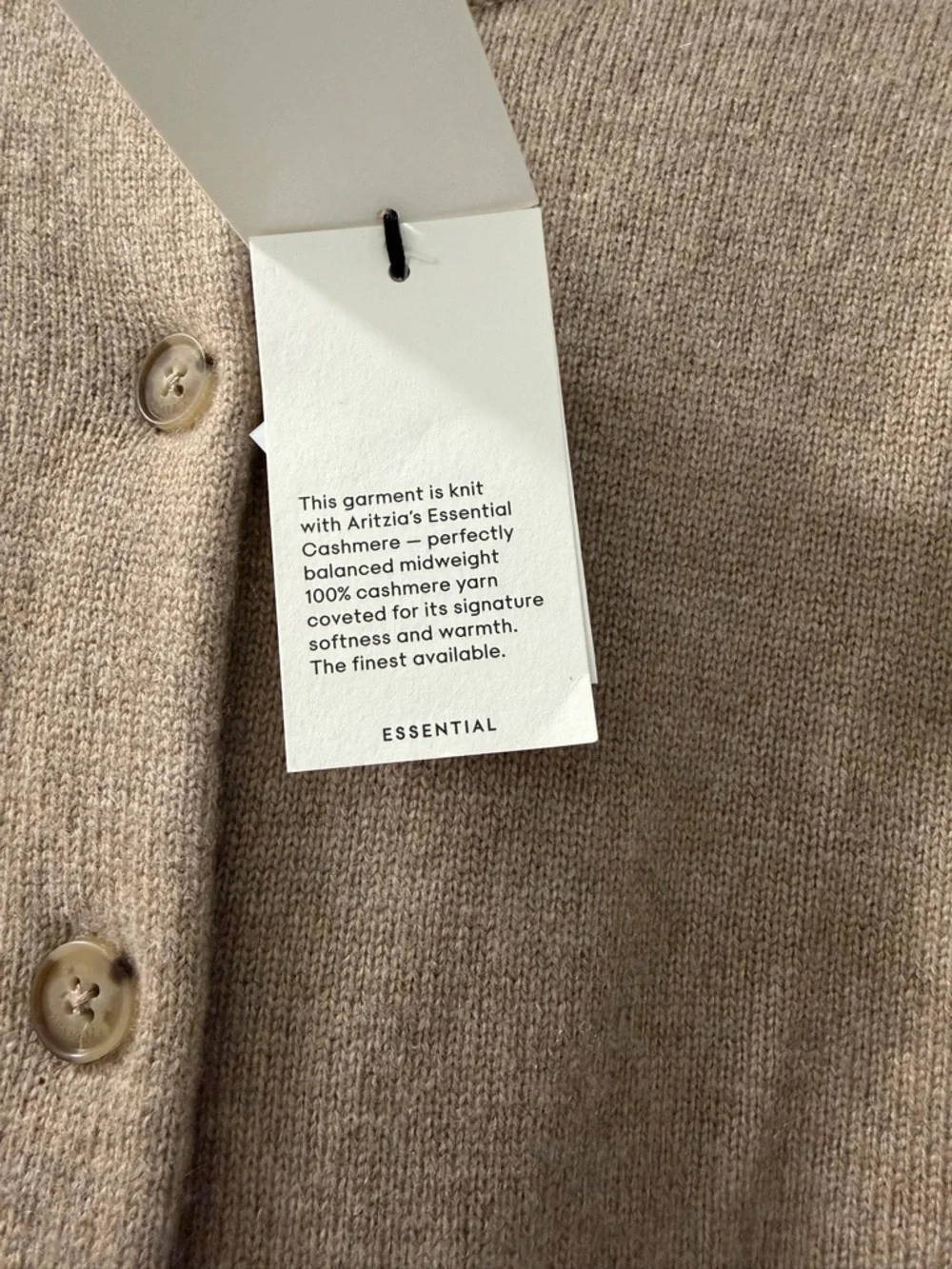 Aritzia Beige/Taupe Button-Front Crewneck Cardigan - Picture 3 of 4